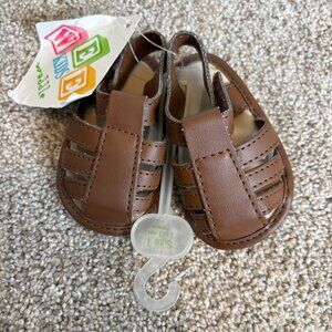 New Baby Sandals Brown Faux Leather Size 1